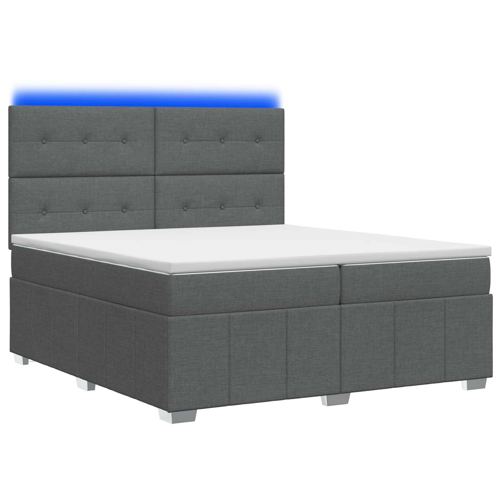 LED Boxspring Bed met Matras Donkergrijs 200 x 200 cm Stof