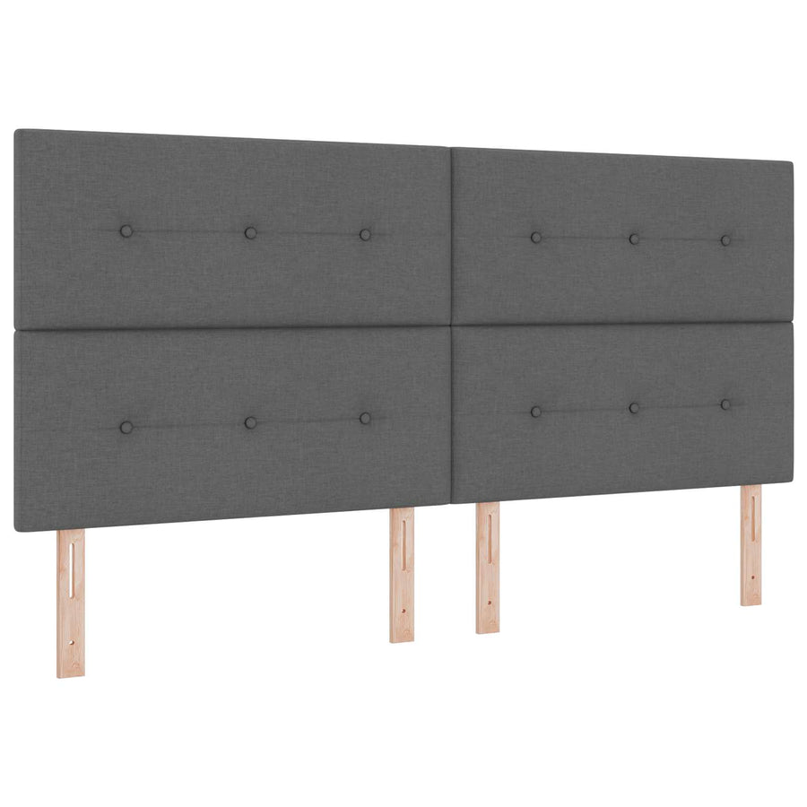 LED Boxspring Bed met Matras Donkergrijs 200 x 200 cm Stof