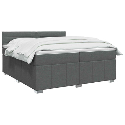 LED Boxspring Bed met Matras Donkergrijs 200 x 200 cm Stof