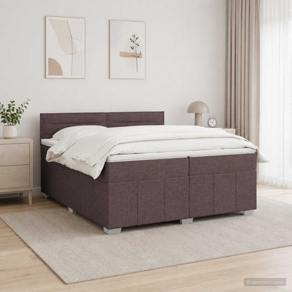 LED Boxspring Bed met Matras Donkerbruin 200 x 200 cm Stof