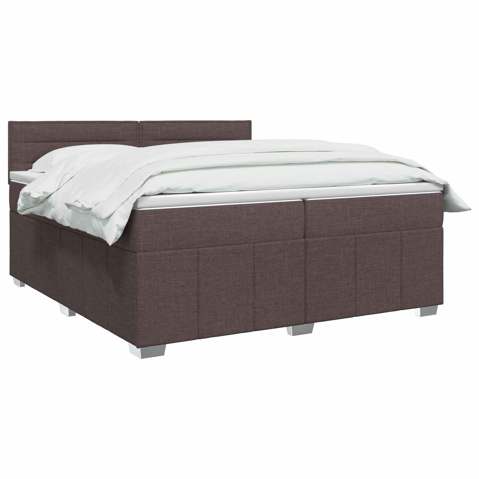 LED Boxspring Bed met Matras Donkerbruin 200 x 200 cm Stof