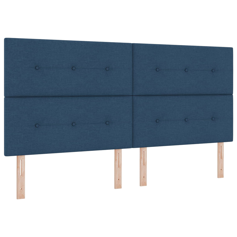 LED Boxspring Bed met Matras Blauw 200 x 200 cm Stof