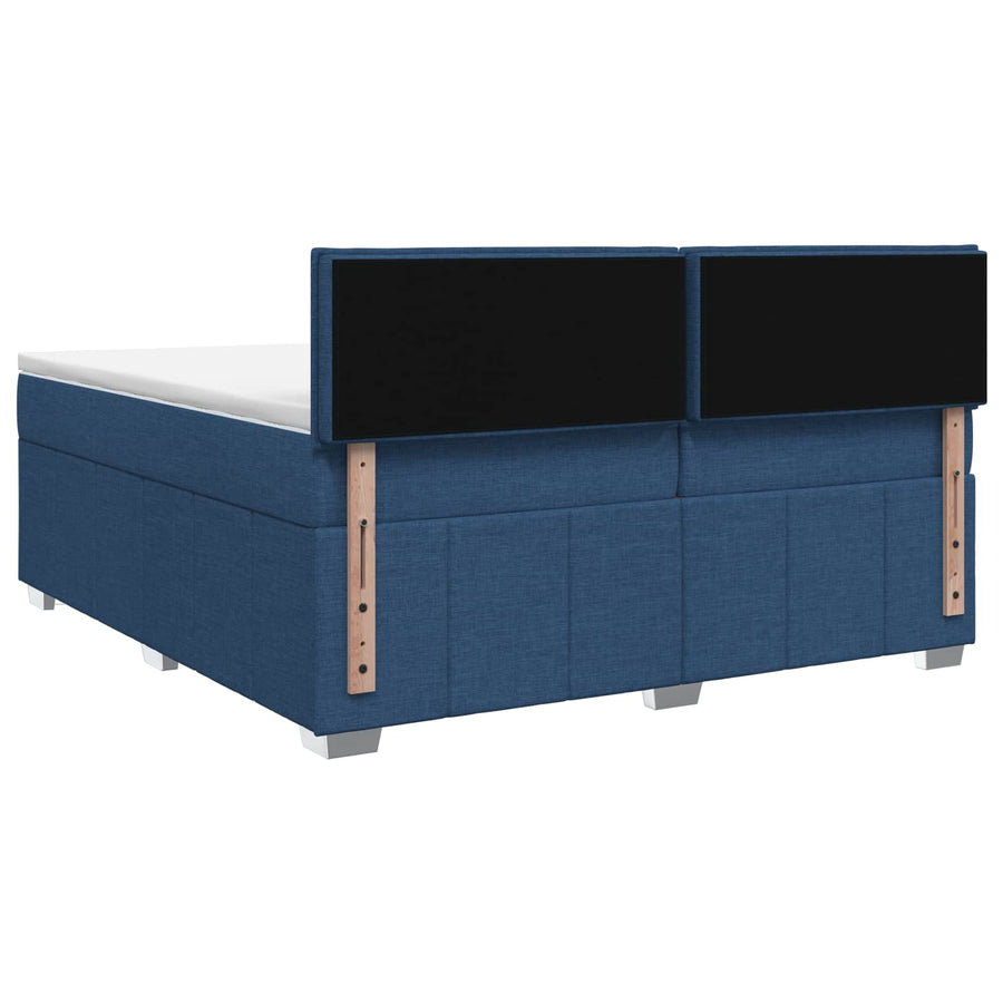 LED Boxspring Bed met Matras Blauw 200 x 200 cm Stof