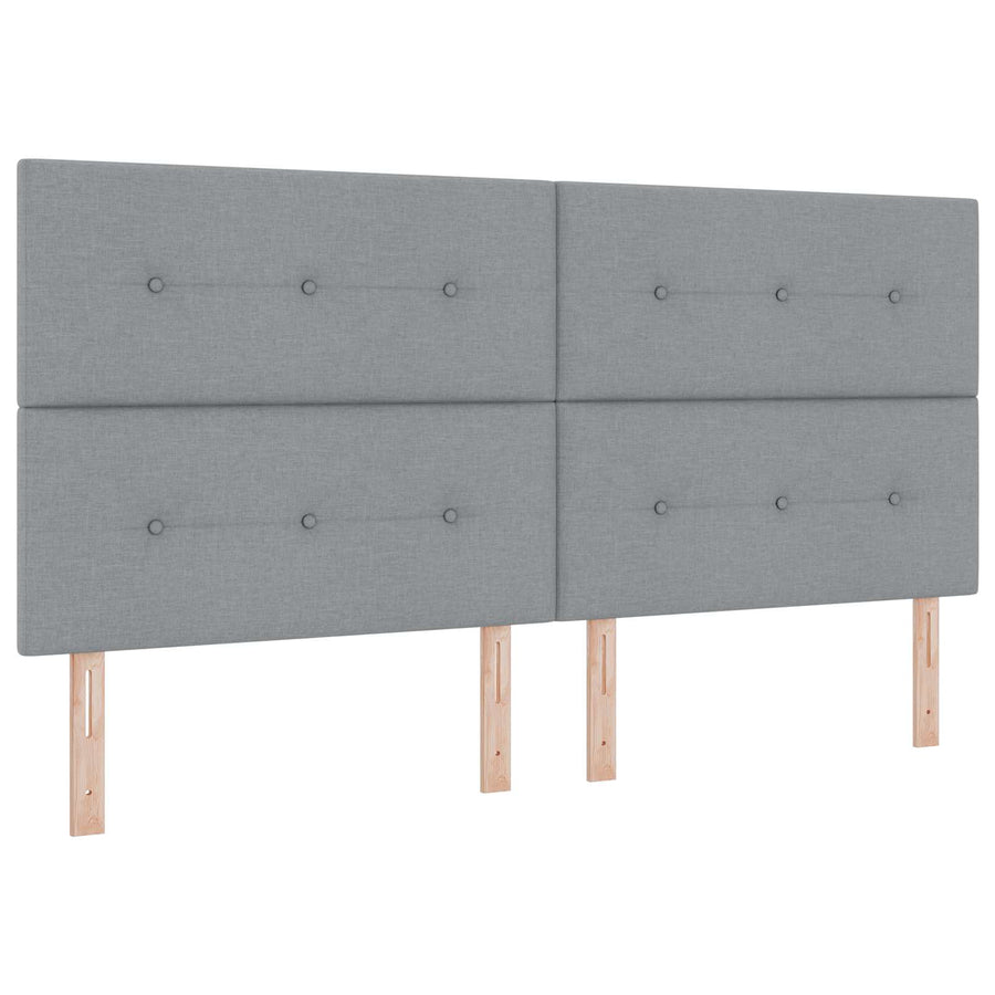 LED Boxspring Bed met Matras Lichtgrijs 200 x 200 cm Stof