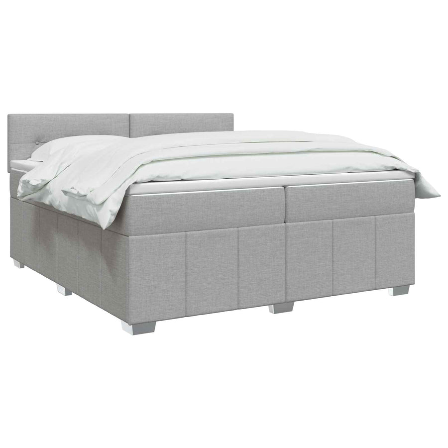 LED Boxspring Bed met Matras Lichtgrijs 200 x 200 cm Stof