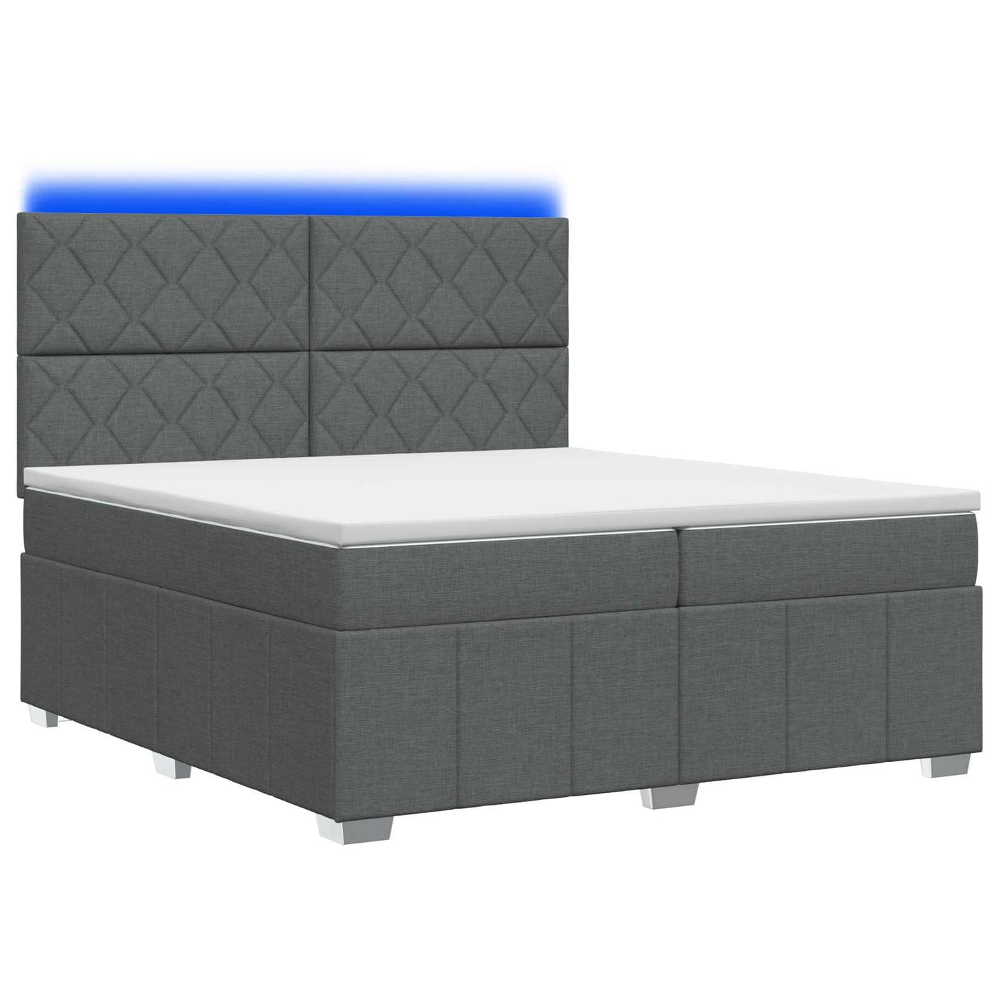 LED Boxspring Bed met Matras Donkergrijs 200 x 200 cm Stof