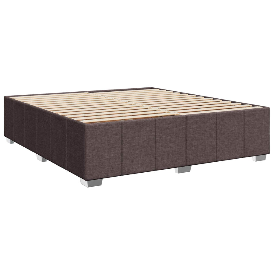 LED Boxspring Bed met Matras Donkerbruin 200 x 200 cm Stof