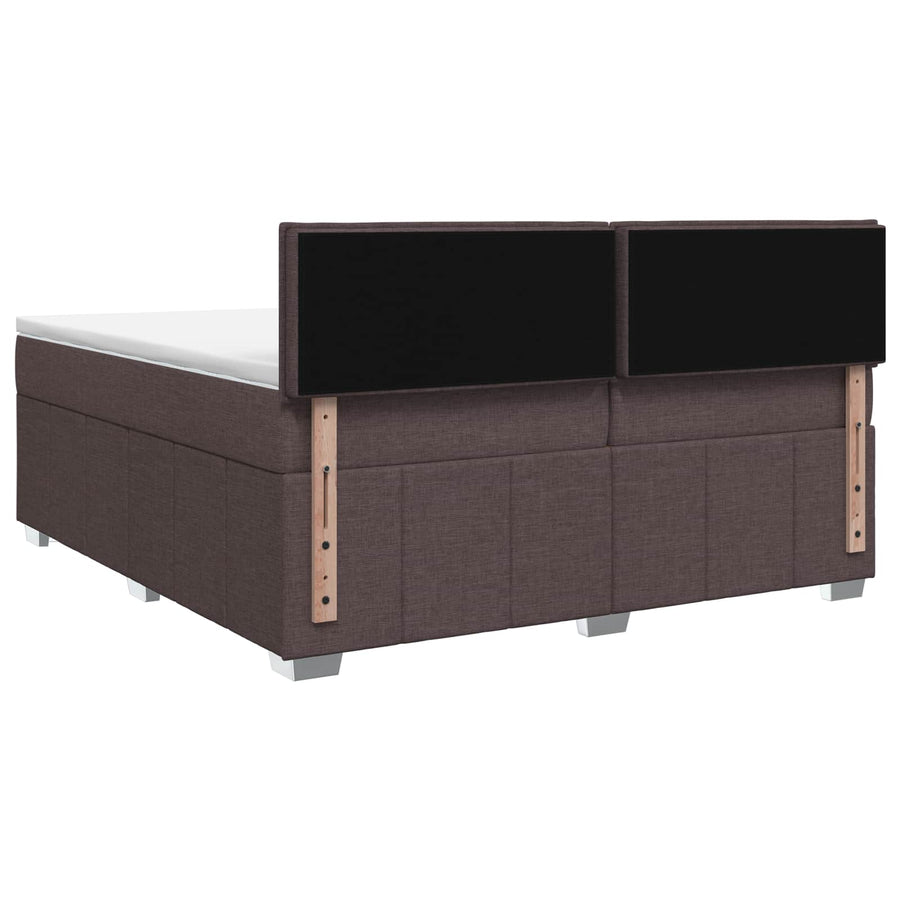 LED Boxspring Bed met Matras Donkerbruin 200 x 200 cm Stof