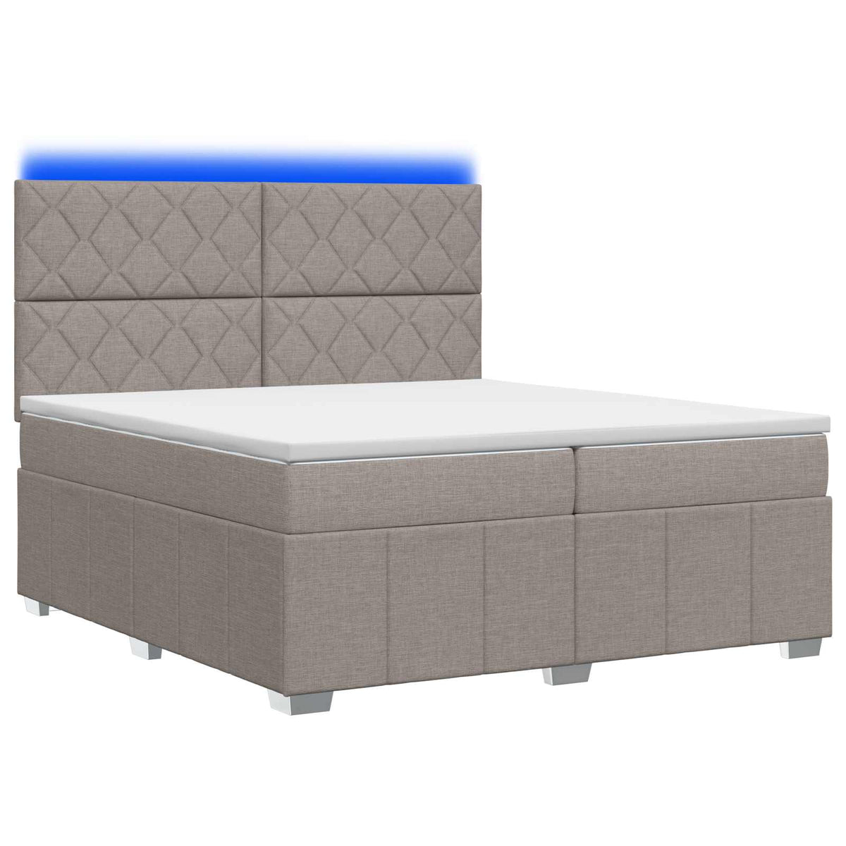 LED Boxspring Bed met Matras Taupe 200 x 200 cm Stof