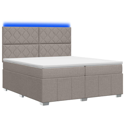 LED Boxspring Bed met Matras Taupe 200 x 200 cm Stof