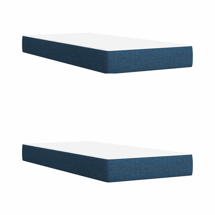 LED Boxspring Bed met Matras Blauw 200 x 200 cm Stof