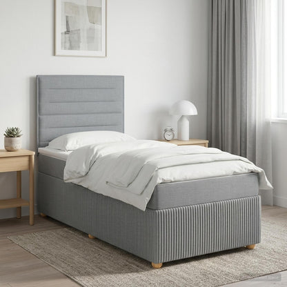 LED Boxspring Bed met Matras Lichtgrijs 90 x 200 cm Stof