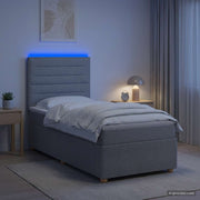 Boxspring bed 90x200 cm lichtgrijs met LED matras