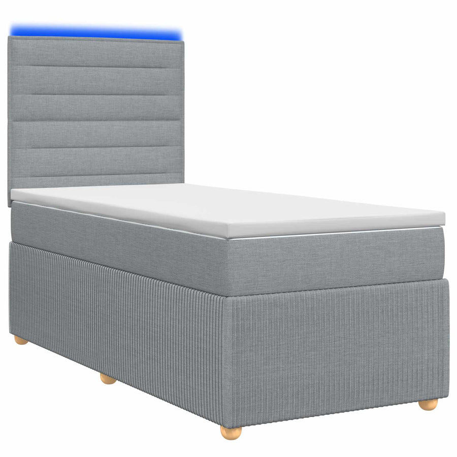 LED Boxspring Bed met Matras Lichtgrijs 80 x 200 cm Stof