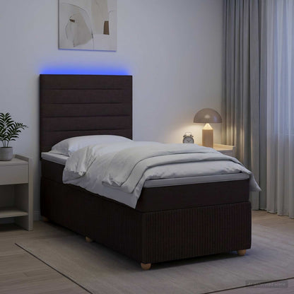 LED Boxspring Bed met Matras Donkerbruin 80 x 200 cm Stof