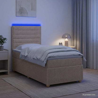 LED Boxspring Bed met Matras Crèmekleurig 80 x 200 cm Stof