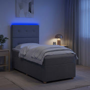 Boxspring bed 100x200 cm lichtgrijs met LED en matras