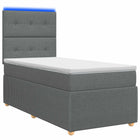 LED Boxspring Bed met Matras Donkergrijs 80 x 200 cm Stof