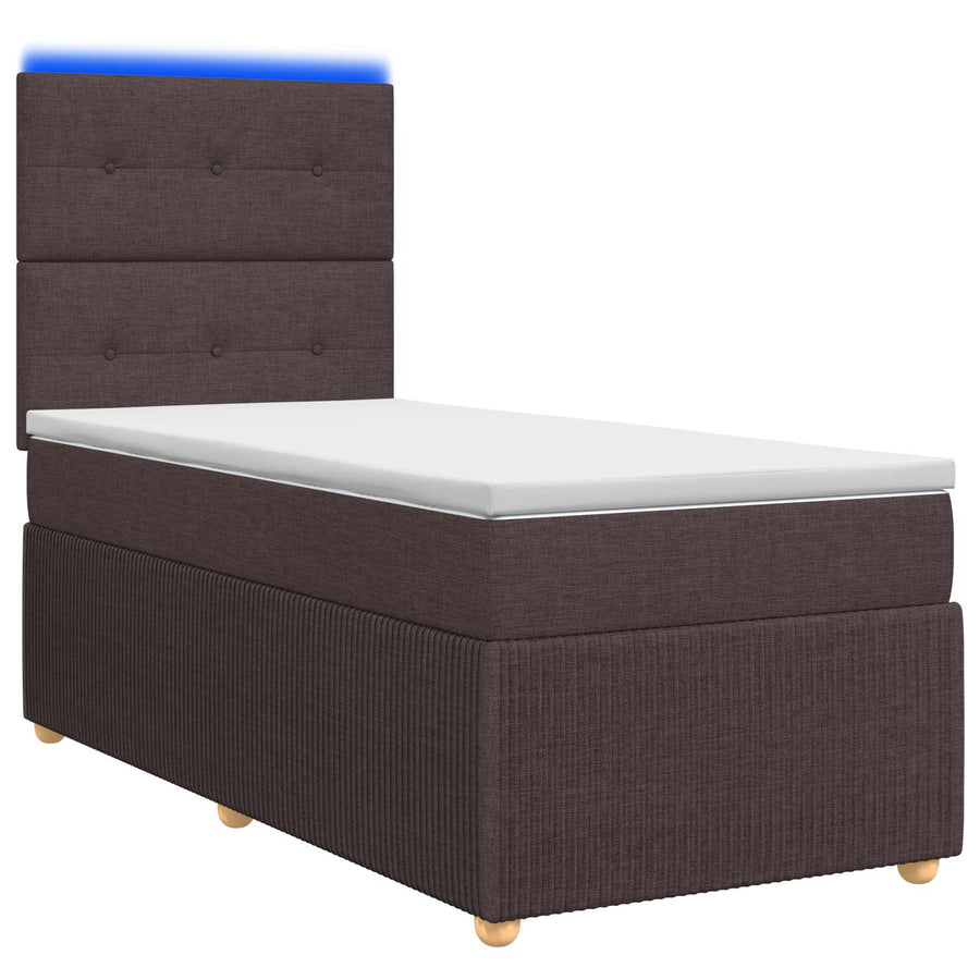 LED Boxspring Bed met Matras Donkerbruin 80 x 200 cm Stof