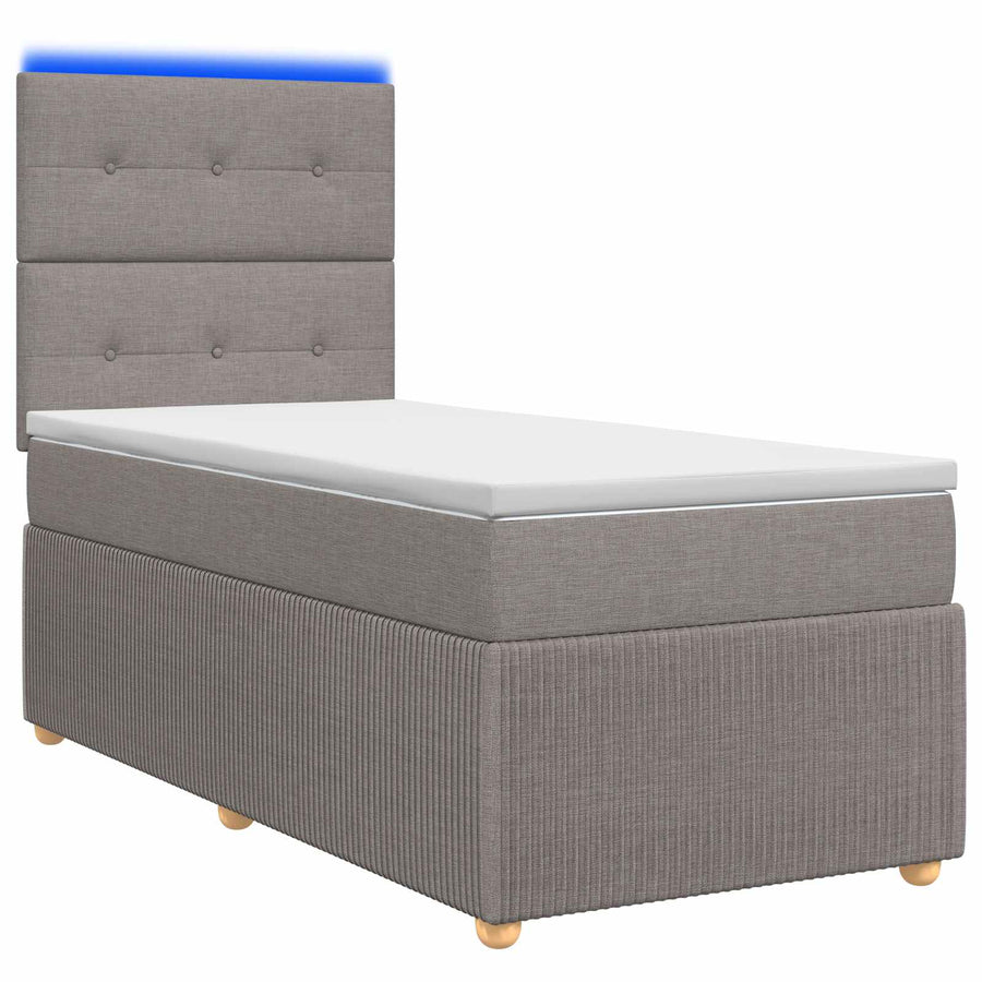 LED Boxspring Bed met Matras Taupe 80 x 200 cm Stof