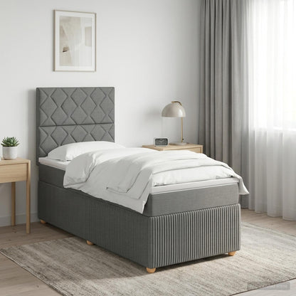 LED Boxspring Bed met Matras Donkergrijs 100 x 200 cm Stof