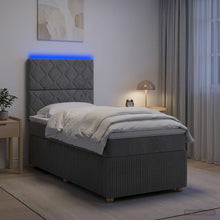 LED Boxspring Bed met Matras Donkergrijs 100 x 200 cm Stof