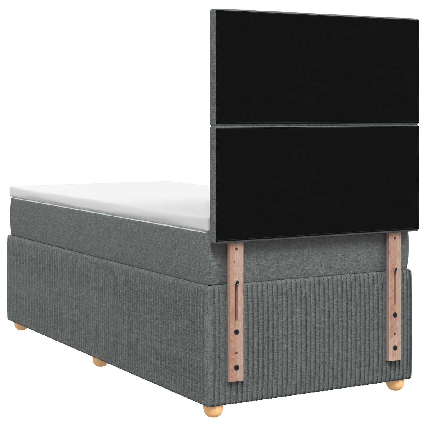 LED Boxspring Bed met Matras Donkergrijs 80 x 200 cm Stof