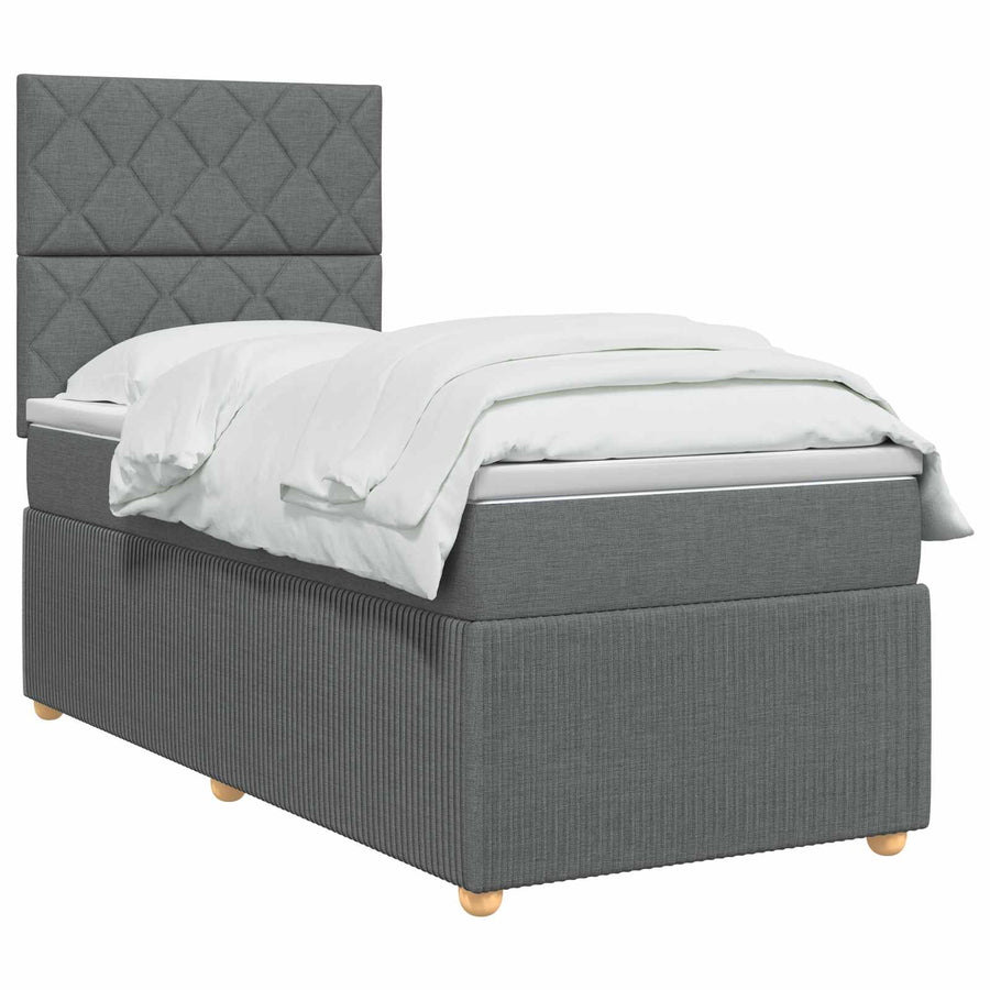LED Boxspring Bed met Matras Donkergrijs 80 x 200 cm Stof