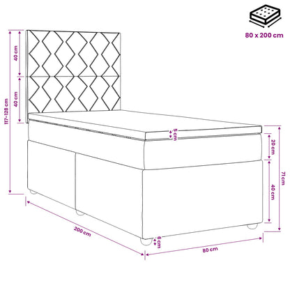 LED Boxspring Bed met Matras Donkergrijs 80 x 200 cm Stof