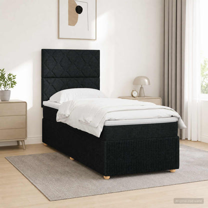LED Boxspring Bed met Matras Zwart 90 x 200 cm Stof