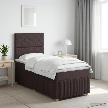 LED Boxspring Bed met Matras Donkerbruin 90 x 190 cm Stof
