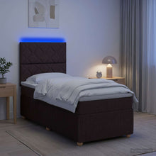 LED Boxspring Bed met Matras Donkerbruin 90 x 190 cm Stof