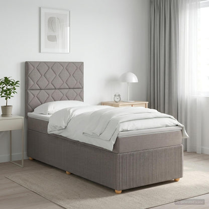 LED Boxspring Bed met Matras Taupe 100 x 200 cm Stof