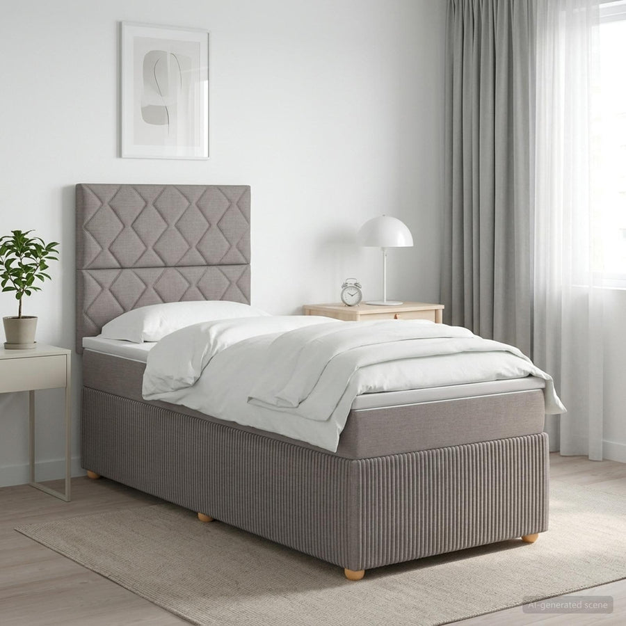 LED Boxspring Bed met Matras Taupe 100 x 200 cm Stof