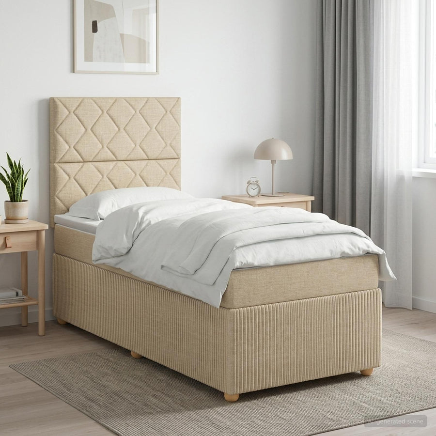 LED Boxspring Bed met Matras Crèmekleurig 80 x 200 cm Stof