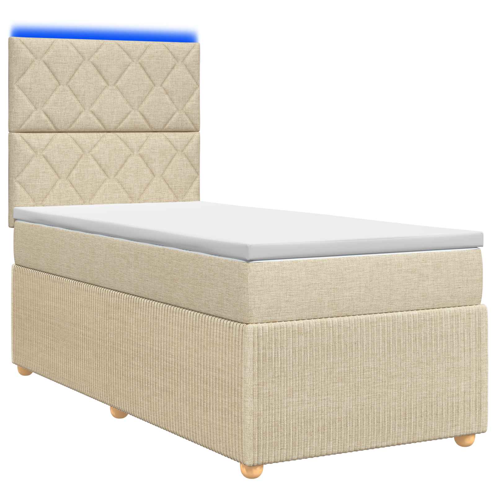 LED Boxspring Bed met Matras Crèmekleurig 80 x 200 cm Stof