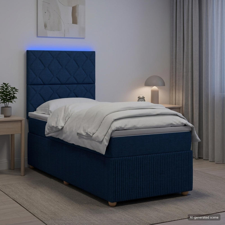 LED Boxspring Bed met Matras Blauw 80 x 200 cm Stof