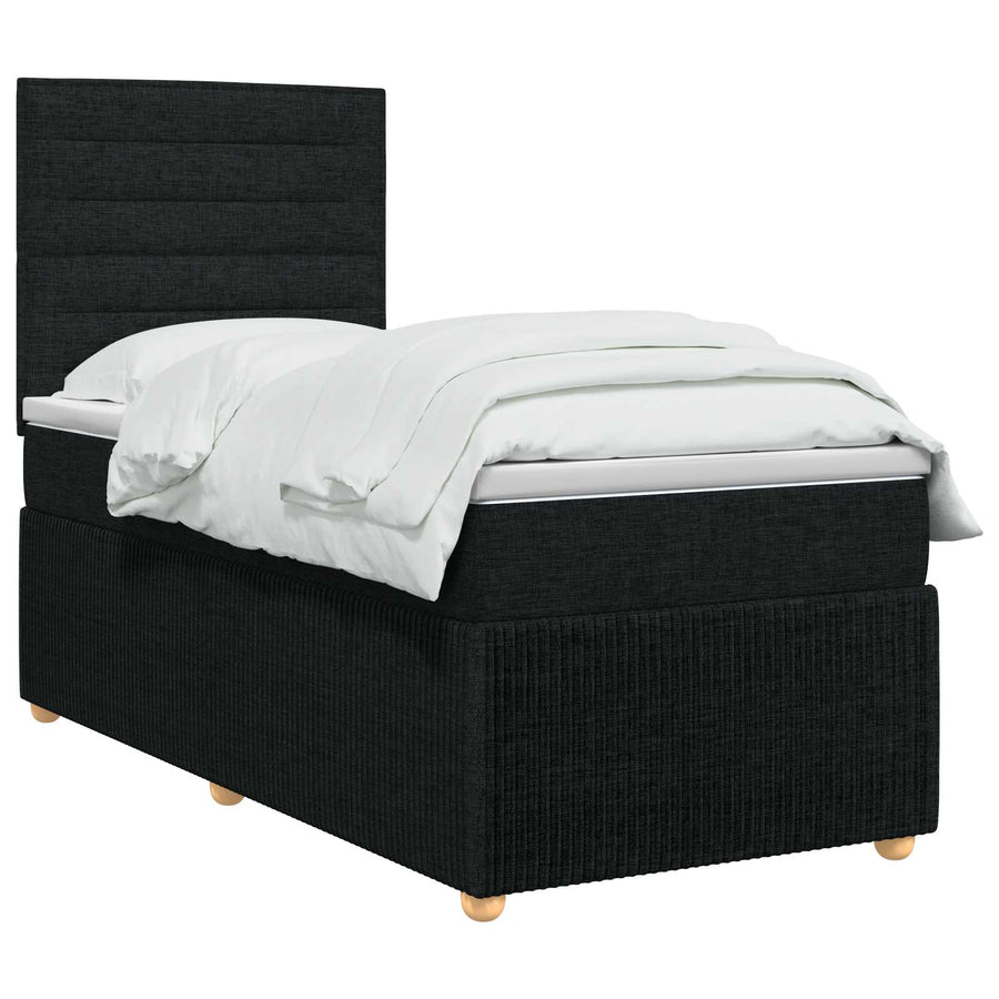 LED Boxspring Bed met Matras Zwart 90 x 190 cm Stof
