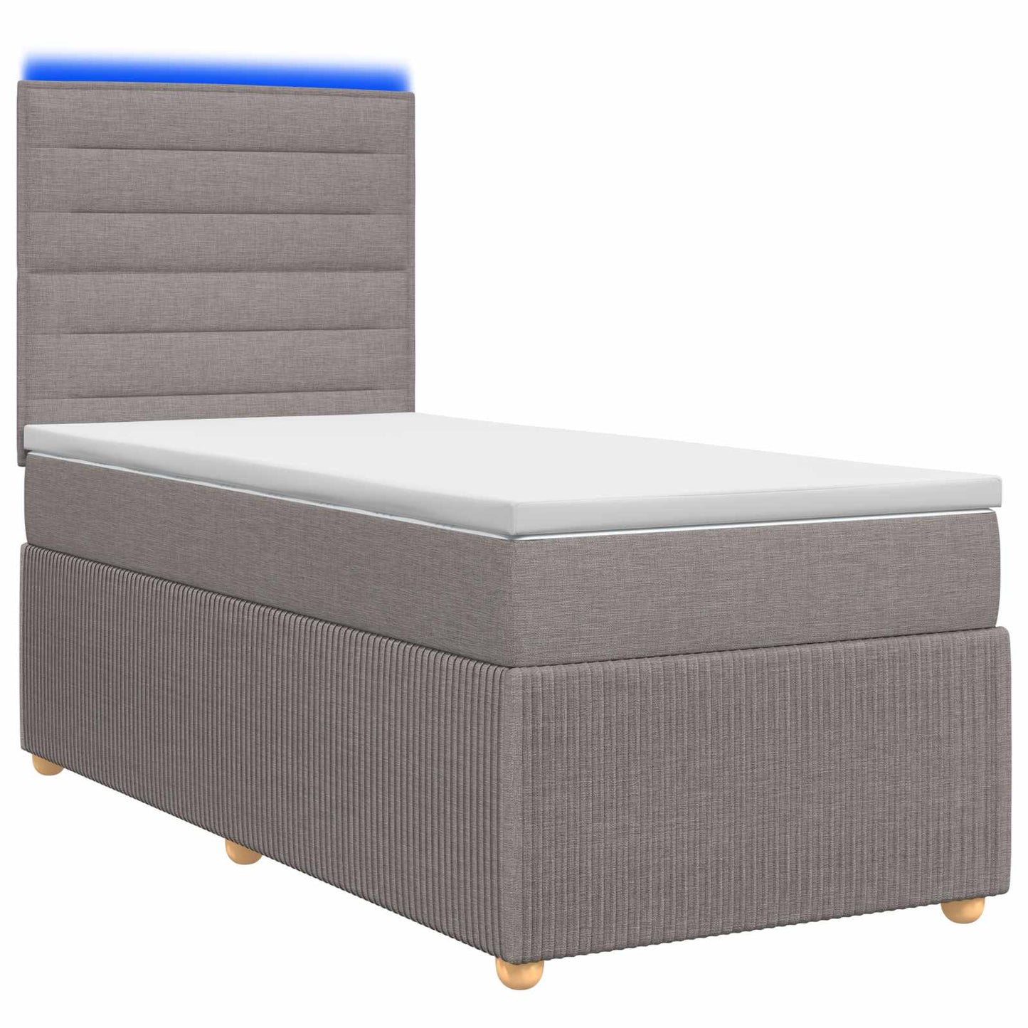 LED Boxspring Bed met Matras Taupe 90 x 190 cm Stof