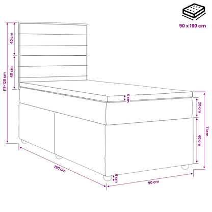 LED Boxspring Bed met Matras Taupe 90 x 190 cm Stof