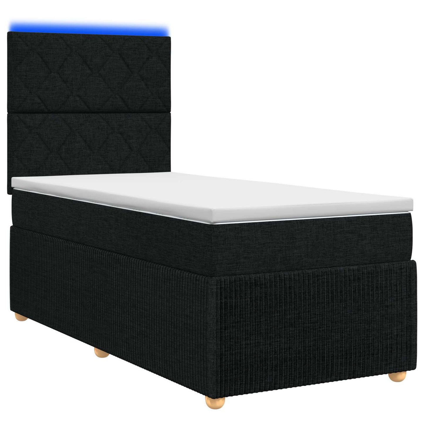 LED Boxspring Bed met Matras Zwart 90 x 190 cm Stof
