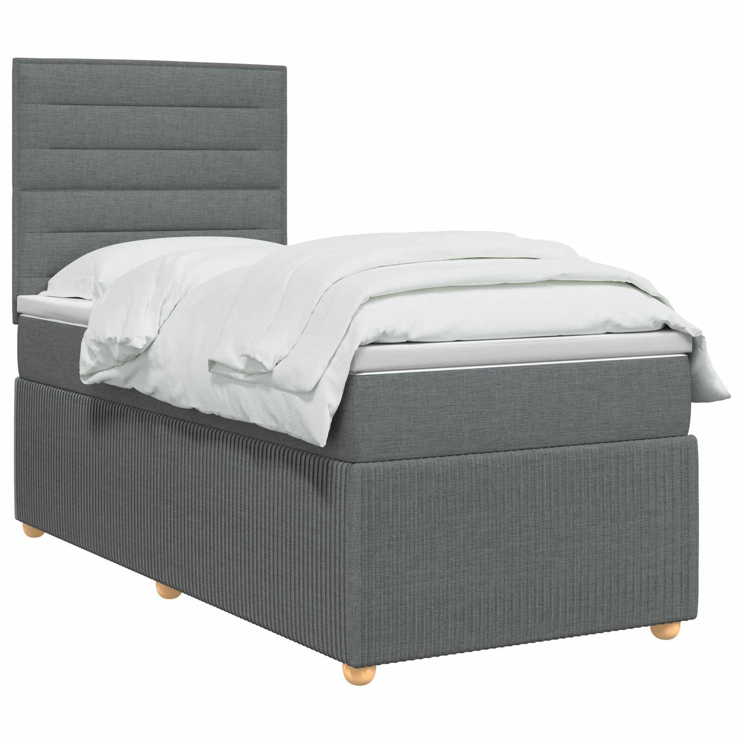 LED Boxspring Bed met Matras Donkergrijs 90 x 200 cm Stof