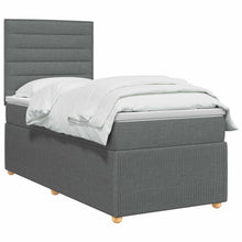 LED Boxspring Bed met Matras Donkergrijs 90 x 200 cm Stof