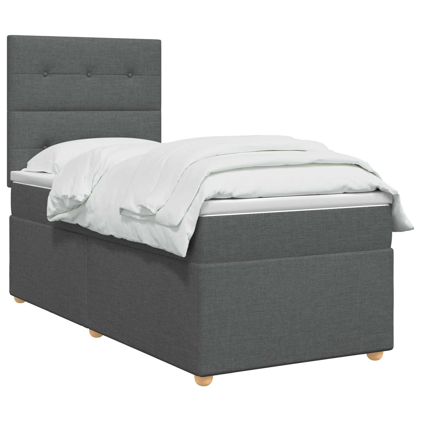 LED Boxspring Bed met Matras Donkergrijs 90 x 200 cm Stof