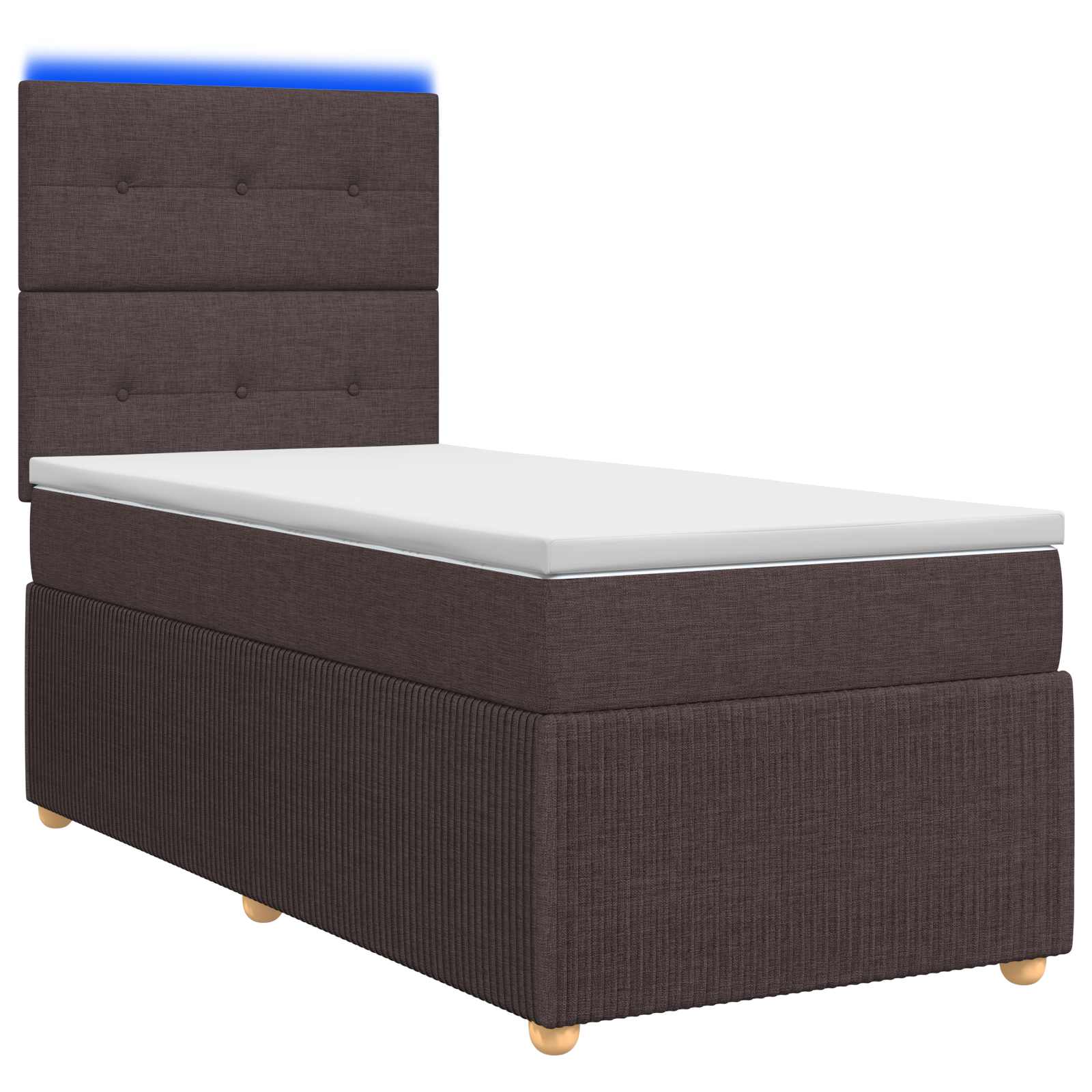 LED Boxspring Bed met Matras Donkerbruin 90 x 200 cm Stof