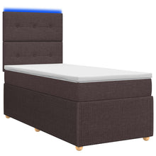 LED Boxspring Bed met Matras Donkerbruin 90 x 200 cm Stof