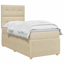 LED Boxspring Bed met Matras Crèmekleurig 90 x 200 cm Stof