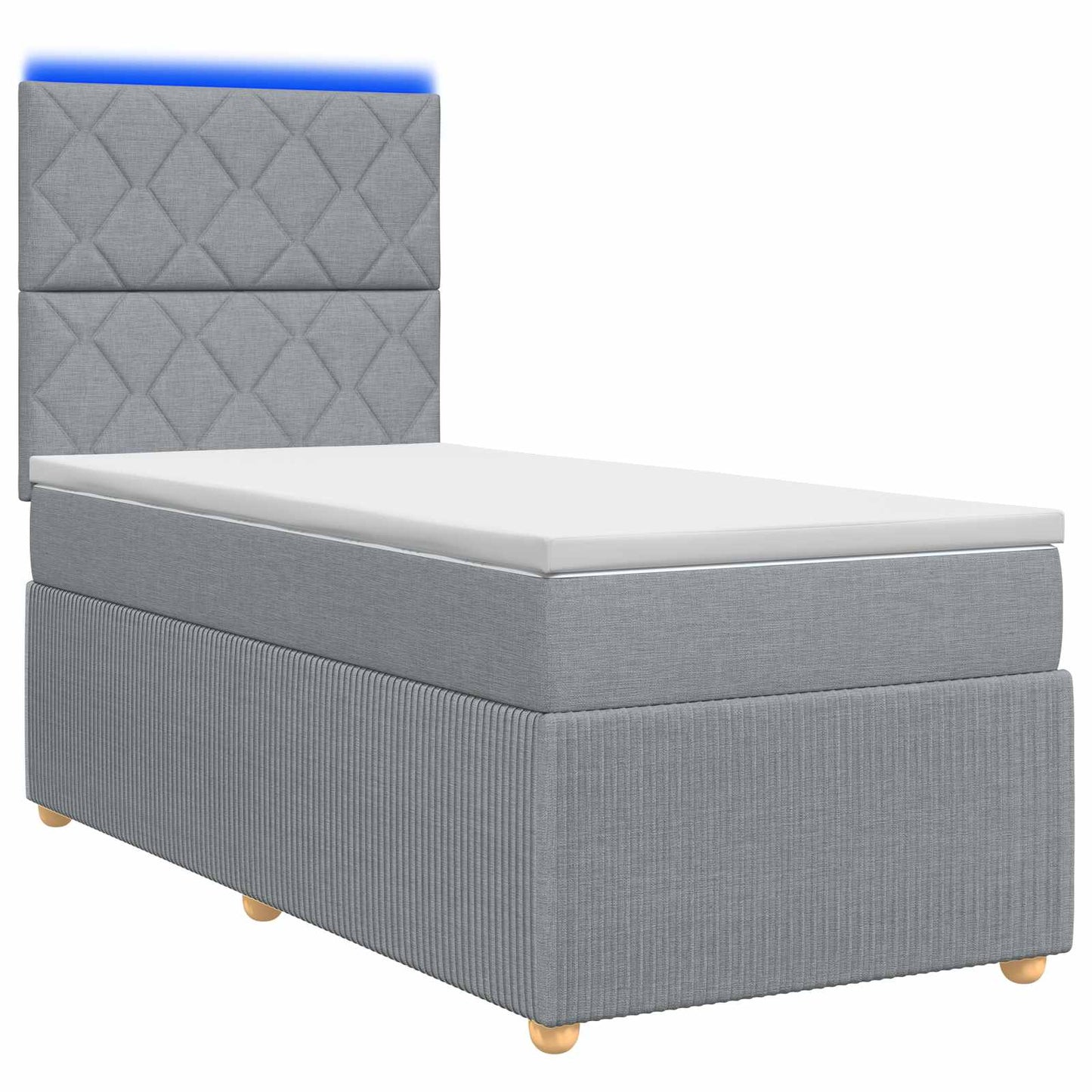 LED Boxspring Bed met Matras Lichtgrijs 90 x 200 cm Stof