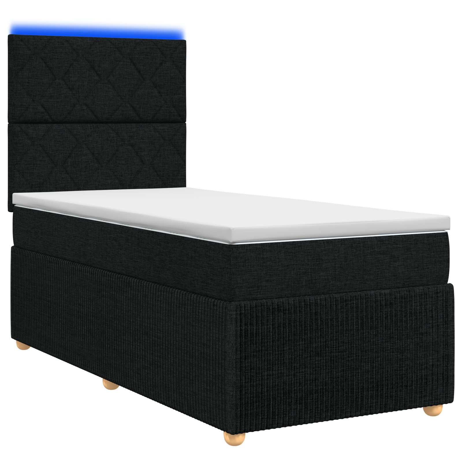 LED Boxspring Bed met Matras Zwart 90 x 200 cm Stof