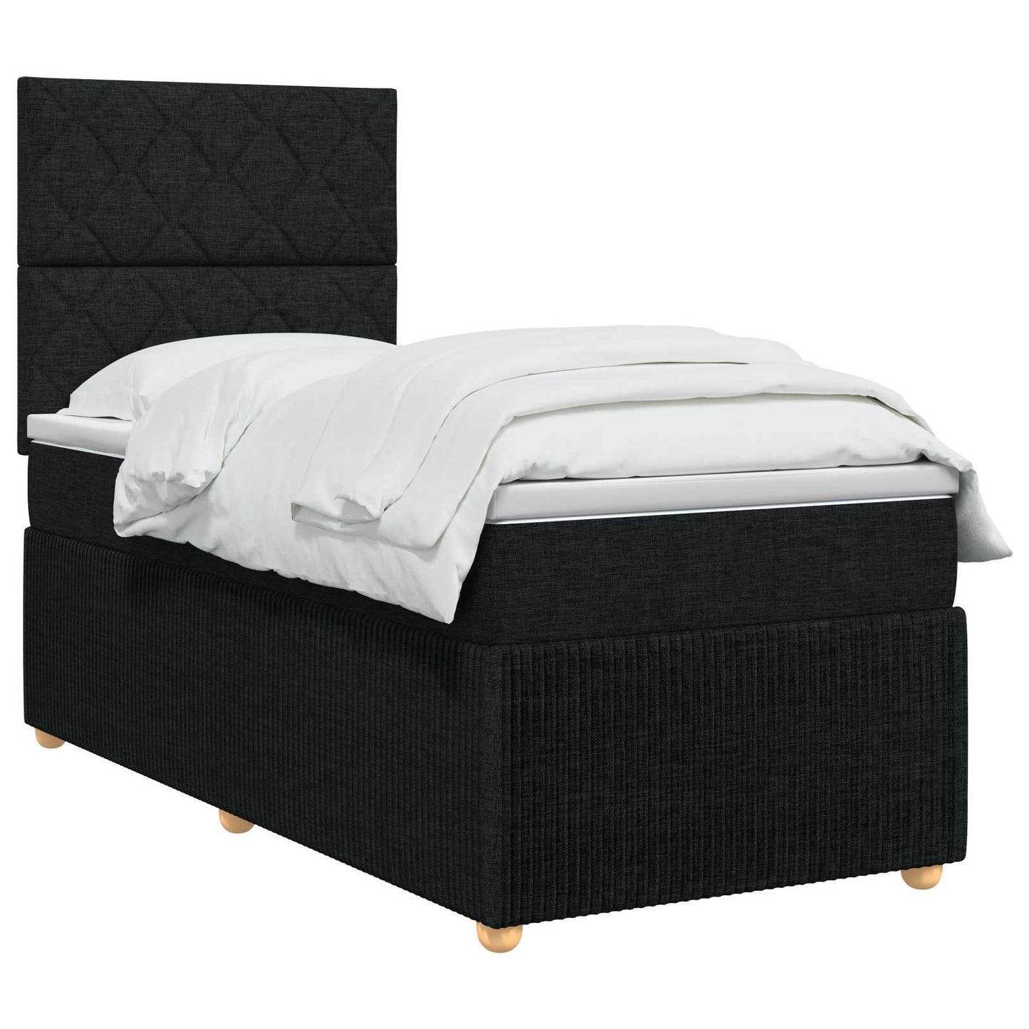 LED Boxspring Bed met Matras Zwart 90 x 200 cm Stof